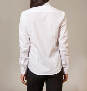 Women's White Cotton shirt - Button Down Back View