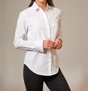 Women's White Cotton Shirt - Button Down Front